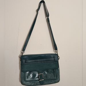Dark Teal Blue, Leather Crossbody